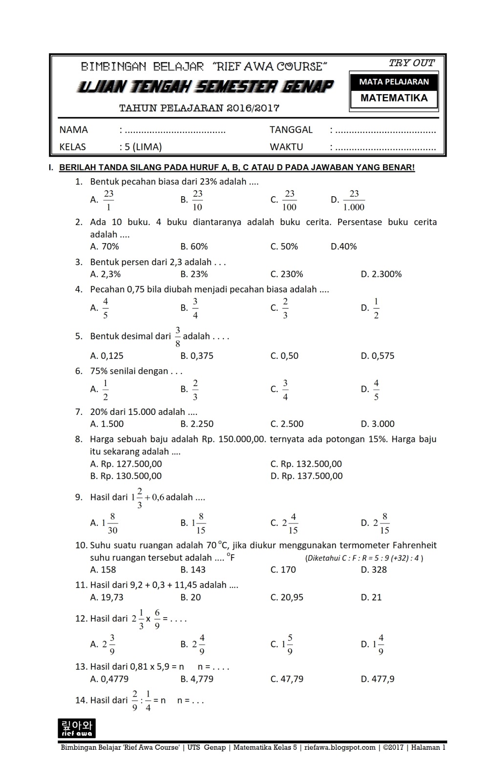 Persiapan Jitu: Panduan Lengkap Mengunduh Soal PTS Kelas 5 Matematika Semester 1 Persiapan Jitu: Panduan Lengkap Mengunduh Soal PTS Kelas 5 Matematika Semester 1
