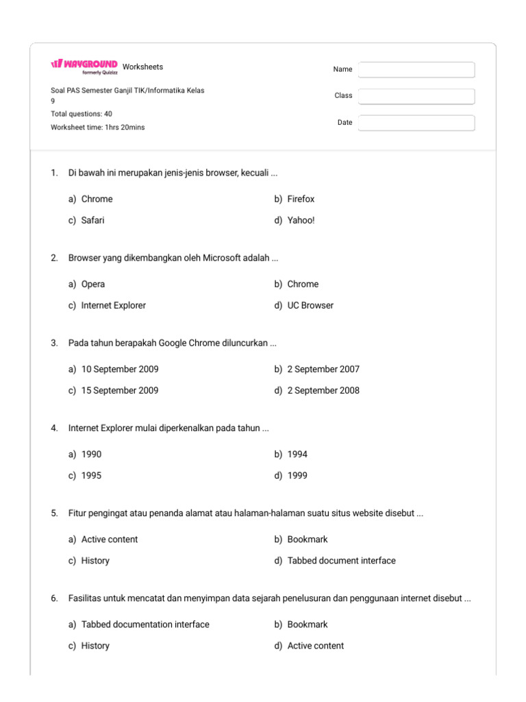 Soal PAS TIK Kelas 9 Semester Ganjil PDF Soal PAS TIK Kelas 9 Semester Ganjil PDF