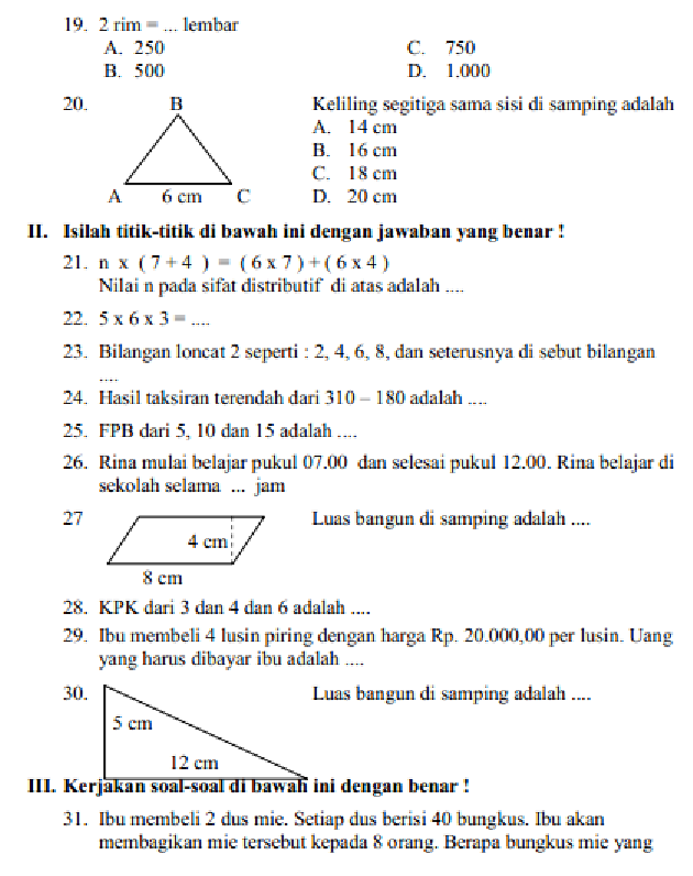 5 Soal Ujian Matematika Kelas 4 Semester 2 yang Jarang Diketahui, Orangtua Wajib Disimak