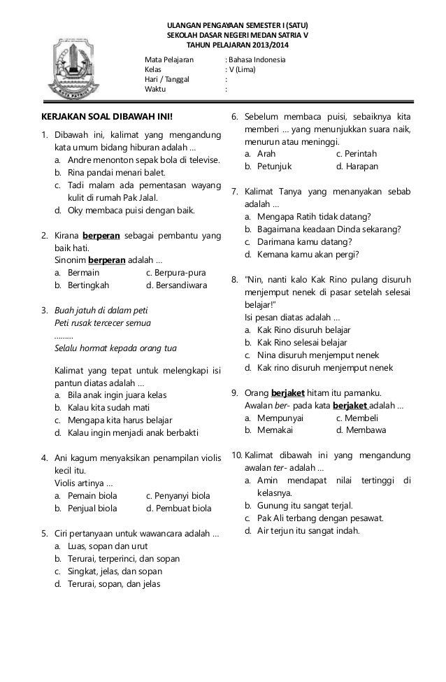 Ternyata 40 Soal Bahasa Indonesia Kelas 7 Semester 1 Lengkap Kunci Jawaban 2026