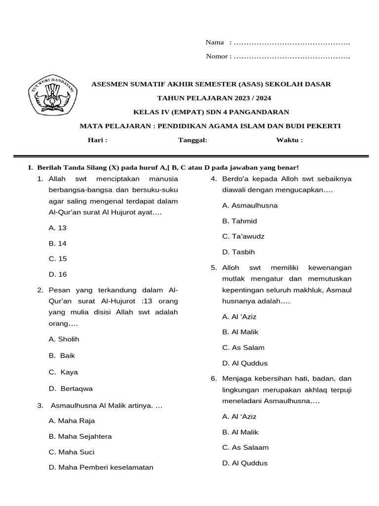Wajib Tahu! 5 Jenis Soal PAI Kelas 4 yang Selalu Muncul di Ujian 2026