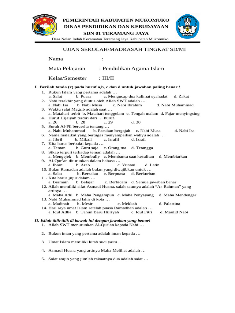 5 Contoh Soal Ujian Agama Islam Kelas 3 Tentang Nabi Yusuf yang Sering Muncul 2026