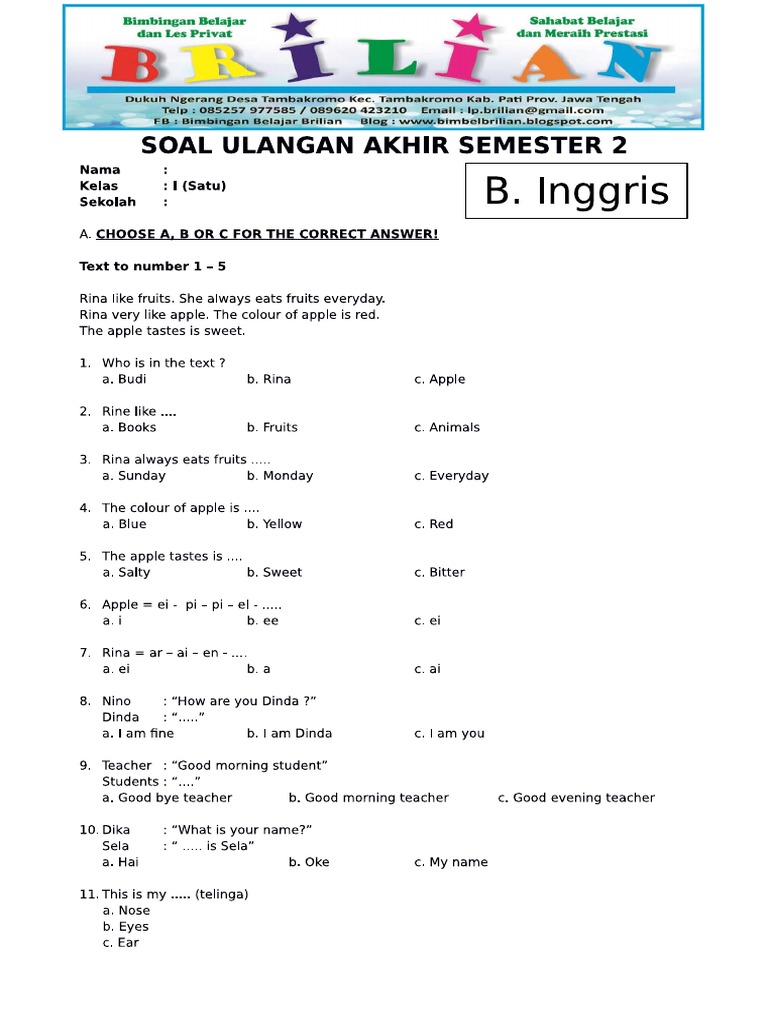 5 Contoh Soal Ujian Bahasa Inggris Kelas 3 SD Terbaru 2026, Ternyata Ini Rahasia Agar Anak Lulus