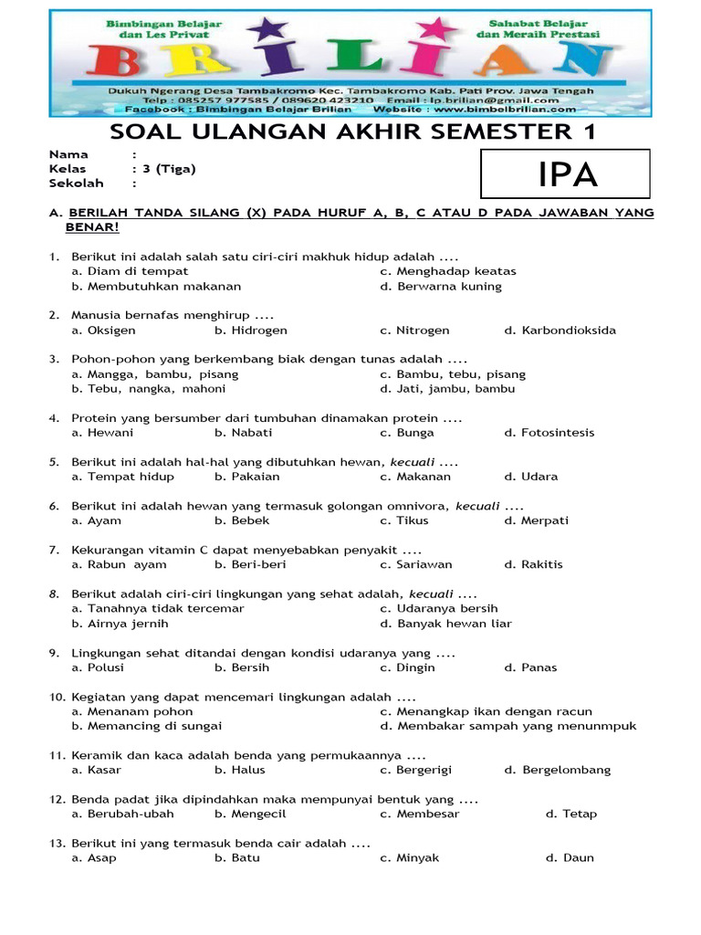 5 Contoh Soal Ujian IPA Semester 1 Kelas 3 SD Tahun 2026 yang Wajib Dikuasai Sebelum Terlambat 5 Contoh Soal Ujian IPA Semester 1 Kelas 3 SD Tahun 2026 yang Wajib Dikuasai Sebelum Terlambat