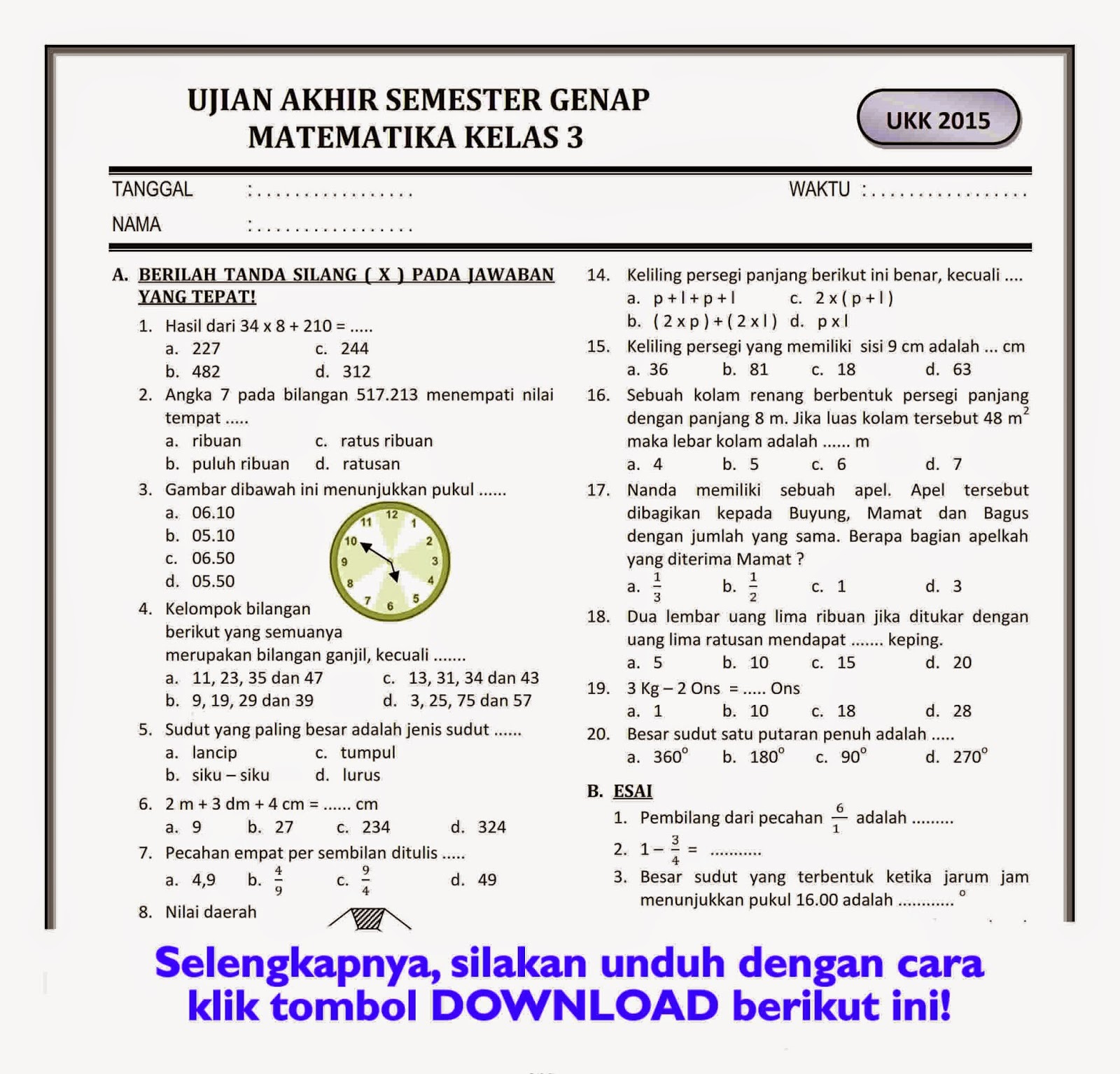 5 Contoh Soal Ujian Kelas 3 SD yang Bikin Anak Jago Berhitung di Tahun 2026, Wajib Dicoba!