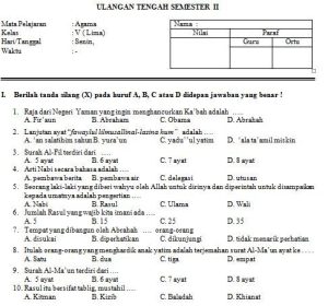 Membangun Fondasi Iman Kumpulan Soal Agama Islam Kelas 3 SD Semester 1
