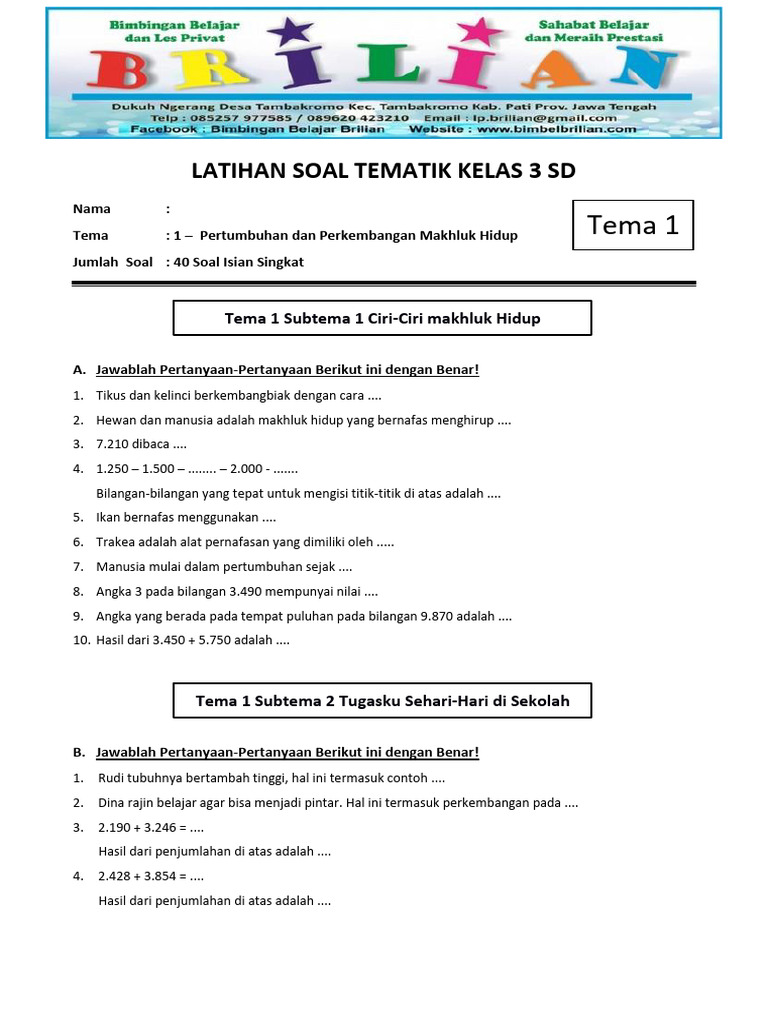 5 Contoh Soal Ujian Isian dan Esay untuk Kelas 3 yang Bikin Nilai Naik Seketika