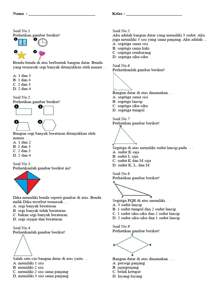 7 Rahasia Menguasai Gambar Bangun Datar Matematika Soal Kelas 4 K13 Sebelum Ujian Tiba