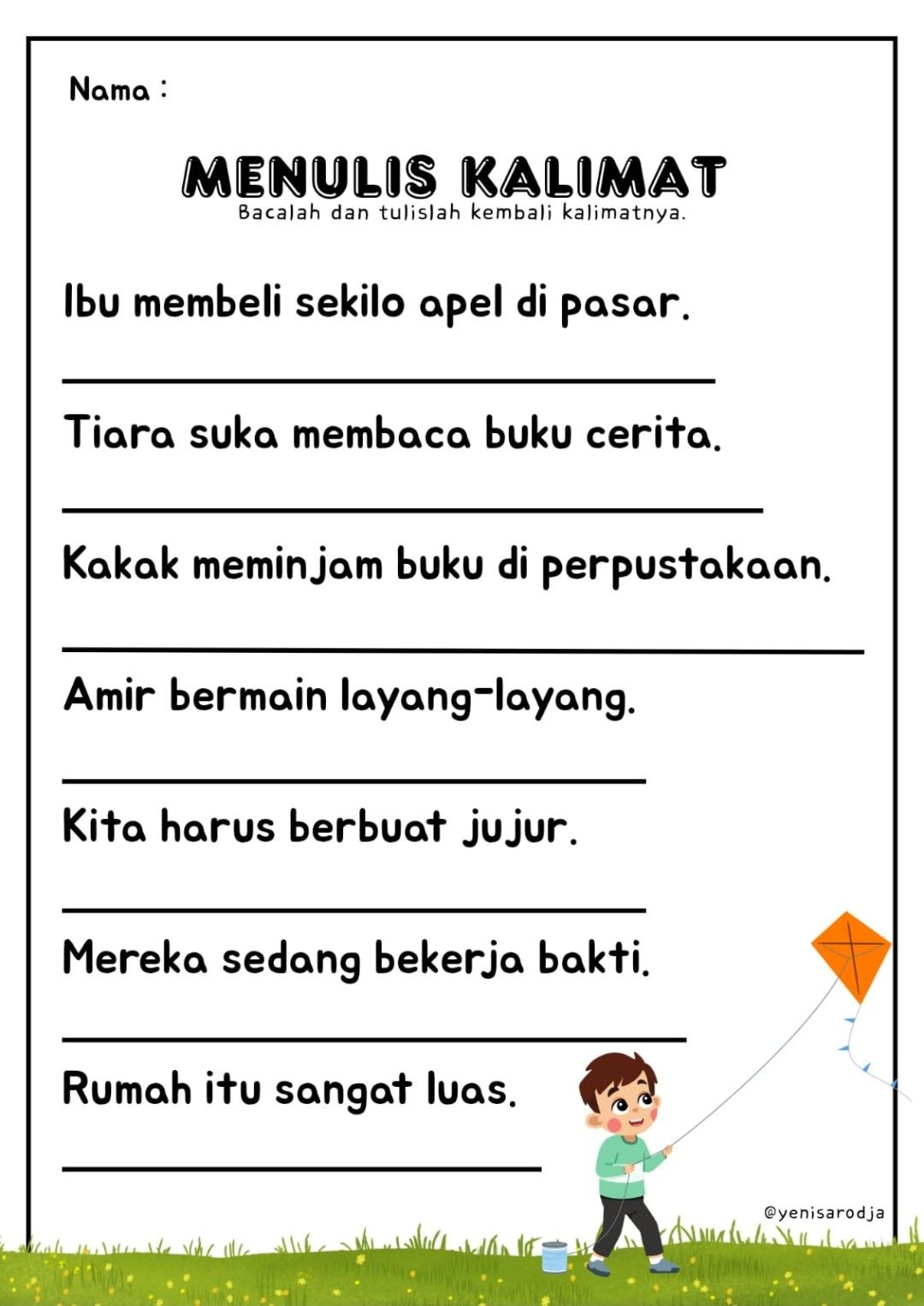 WORKSHEET Menulis Kalimat Worksheet bahasa indonesia tk Menyalin WORKSHEET Menulis Kalimat Worksheet bahasa indonesia tk Menyalin