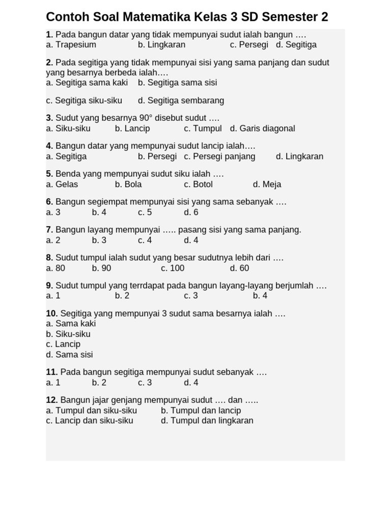 Contoh Soal Math Cambridge Kelas 3 SD Semester 2 yang Wajib Dilatih Sebelum Ulangan Akhir