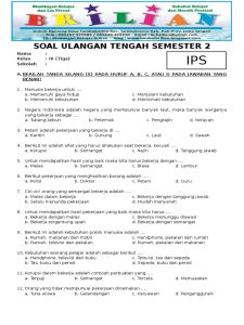 Soal UTS IPS Kelas 3 SD Semester 2 Dan Kunci Jawaban PDF