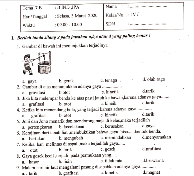 kumpulan soal uts semester 2 kelas 4 k13