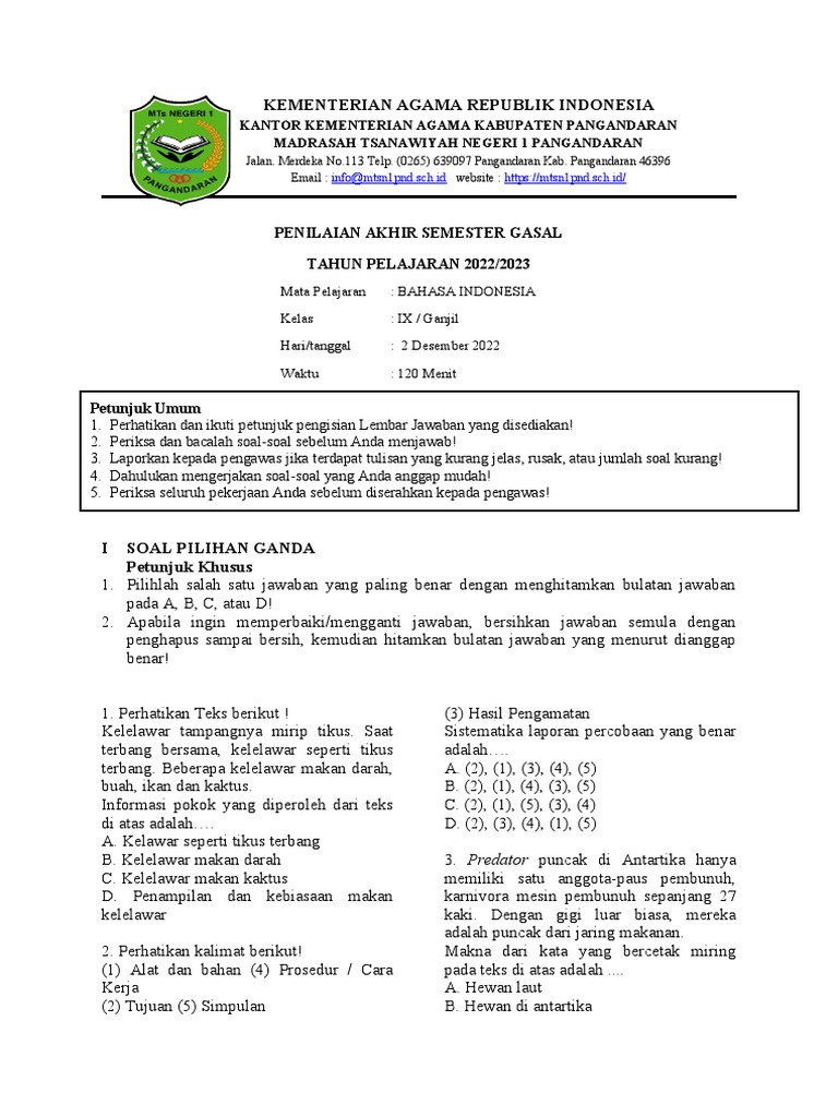 Rahasia Lulus Nilai Sempurna dengan Kumpulan soal pas bahasa indonesia kelas 9 semester 1