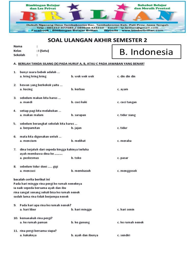 Rahasia Skor Sempurna Lewat Bocoran Soal Ulangan Kelas 1 Semester 2 yang Wajib Tahu