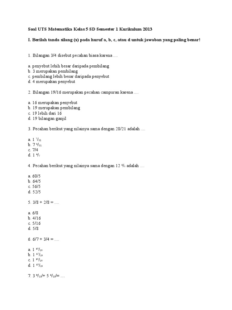 Ternyata Ini Rahasia Cepat Jawab Soal Matematika Kelas 5 Semester 1 Kurikulum 2013
