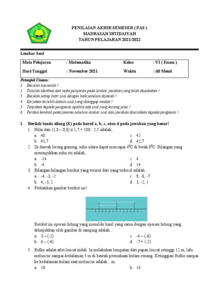 Wajib Tahu! Bocoran Soal UAS Matematika Kelas 6 Semester 1 Kurikulum 2013 Terbaru